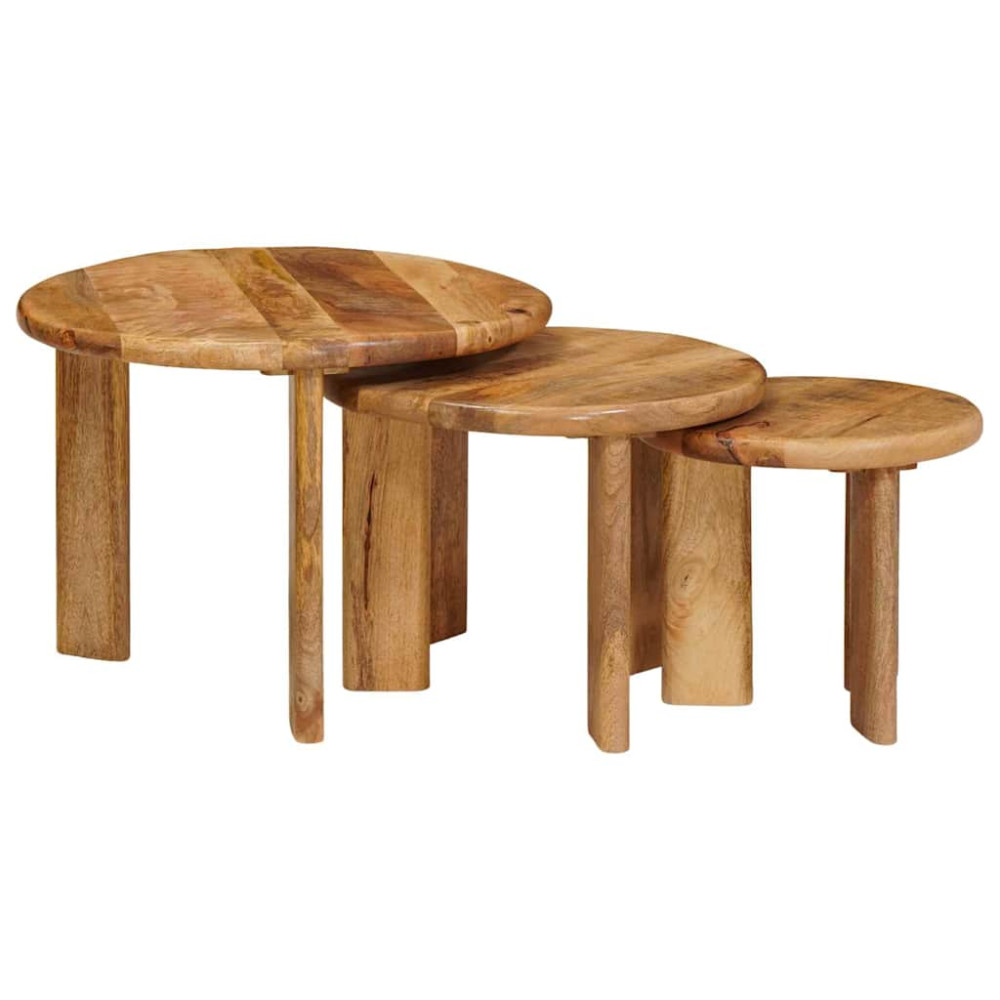 Produktbild för Nesting Kaffe Bord 3 pcs Brun Massivt mangoträ