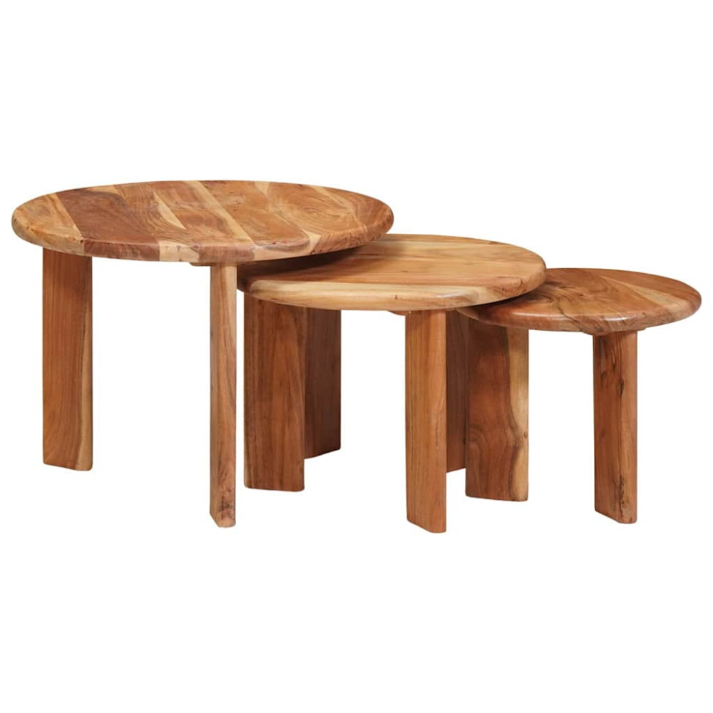 Produktbild för Nesting Kaffe Bord 3 pcs Brun Massivt Akaciaträ