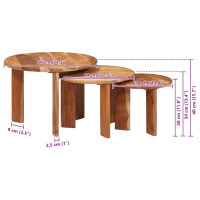 Produktbild för Nesting Kaffe Bord 3 pcs Brun Massivt Akaciaträ