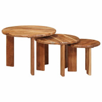 Produktbild för Nesting Kaffe Bord 3 pcs Brun Massivt Akaciaträ