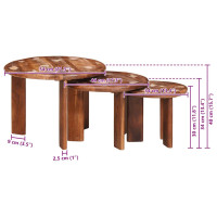 Produktbild för Nesting Kaffe Bord 3 pcs Flerfärgsdesign Massivt återvunnet trä