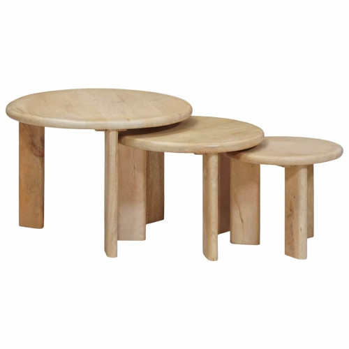 vidaXL Nesting Kaffe Bord 3 pcs Svart Massivt mangoträ