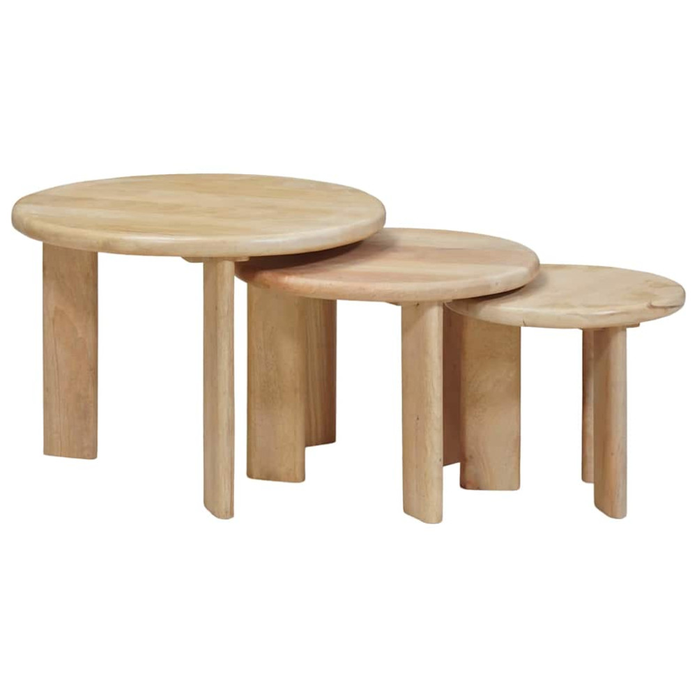 Produktbild för Nesting Kaffe Bord 3 pcs Svart Massivt mangoträ