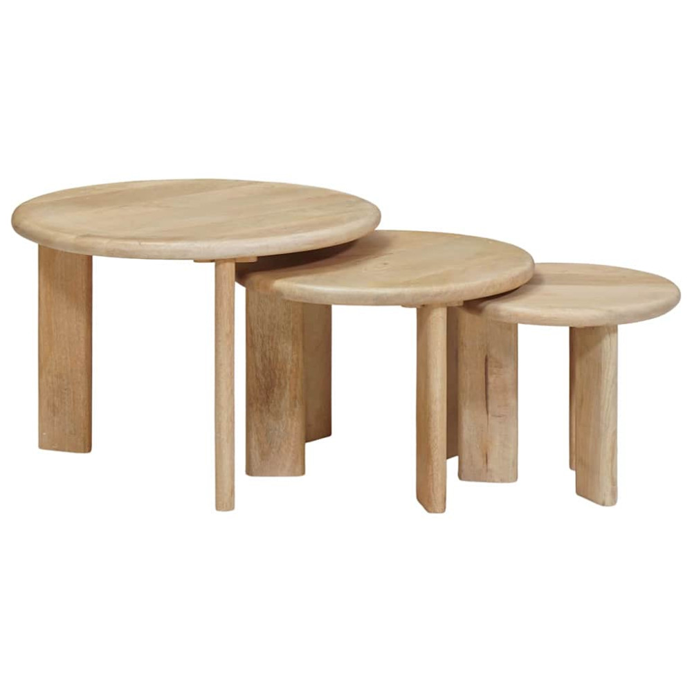 Produktbild för Nesting Kaffe Bord 3 pcs Svart Massivt mangoträ