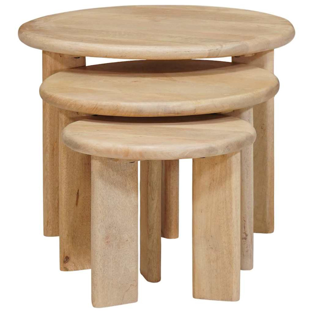 Produktbild för Nesting Kaffe Bord 3 pcs Svart Massivt mangoträ