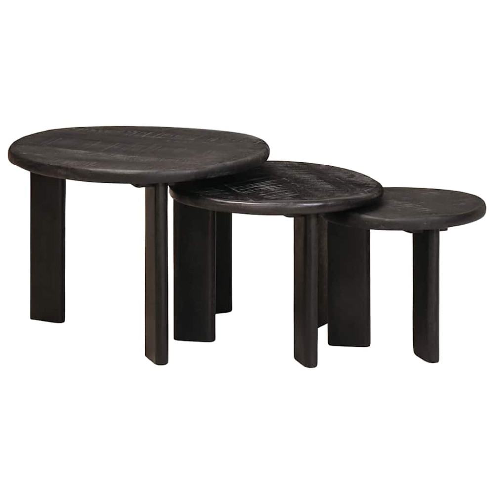 Produktbild för Nesting Kaffe Bord 3 pcs Vit Massivt mangoträ