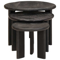 Produktbild för Nesting Kaffe Bord 3 pcs Vit Massivt mangoträ