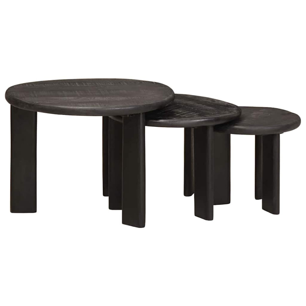 Produktbild för Nesting Kaffe Bord 3 pcs Vit Massivt mangoträ