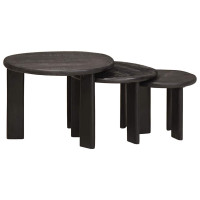 Produktbild för Nesting Kaffe Bord 3 pcs Vit Massivt mangoträ