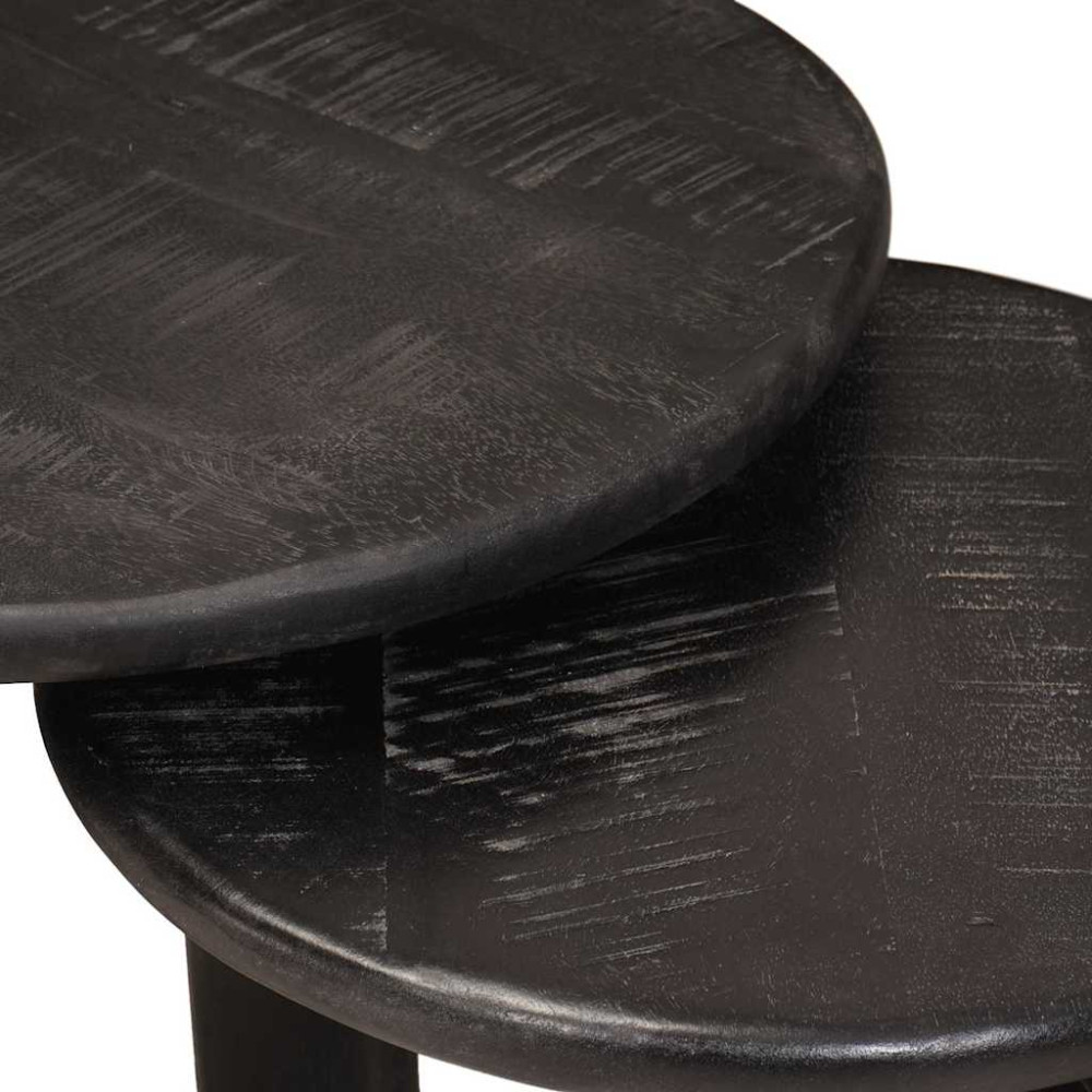 Produktbild för Nesting Kaffe Bord 3 pcs Vit Massivt mangoträ