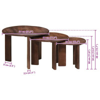 Produktbild för Nesting Kaffe Bord 3 pcs Mörkbrun Massivt mangoträ
