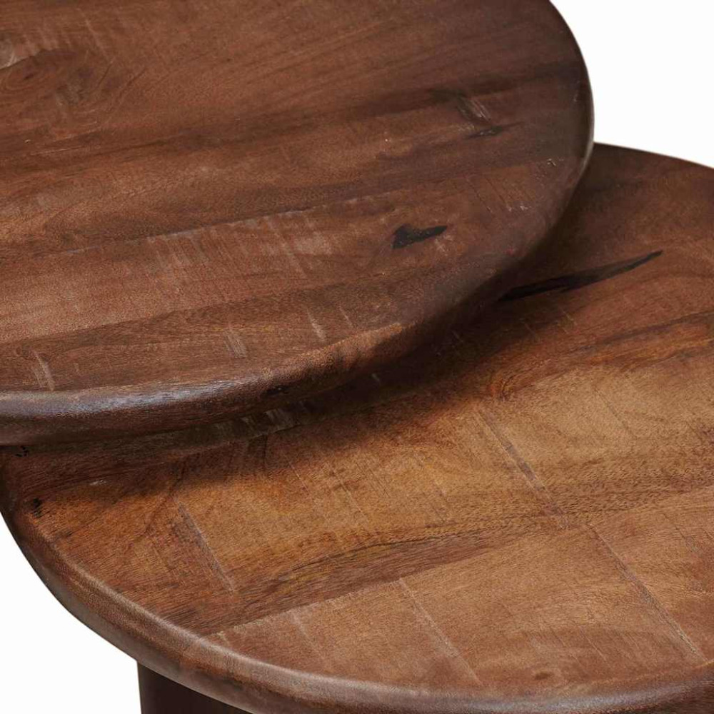 Produktbild för Nesting Kaffe Bord 3 pcs Mörkbrun Massivt mangoträ