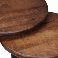 Produktbild för Nesting Kaffe Bord 3 pcs Mörkbrun Massivt mangoträ