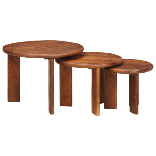 vidaXL Nesting Kaffe Bord 3 pcs Honung brun Massivt mangoträ
