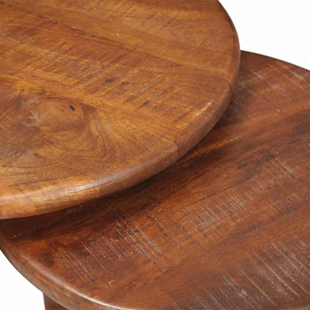 Produktbild för Nesting Kaffe Bord 3 pcs Honung brun Massivt mangoträ