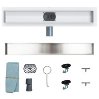 Produktbild för Duschavlopp 2-i-1 med 360° Siphon Silver 54 x 11 x 9,5 cm