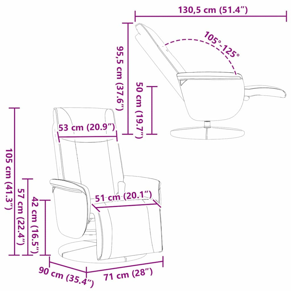 Produktbild för Svängbar massagefåtölj Vit 71 x 90 x 105 cm Konstläder