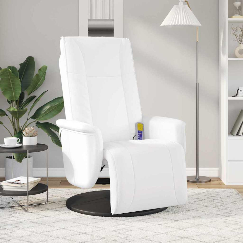 Produktbild för Svängbar massagefåtölj Vit 71 x 90 x 105 cm Konstläder