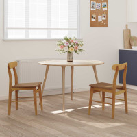 Produktbild för Matstol 2 pcs Naturfärg 43 x 44,5 x 77 cm Massiv Gummiträ