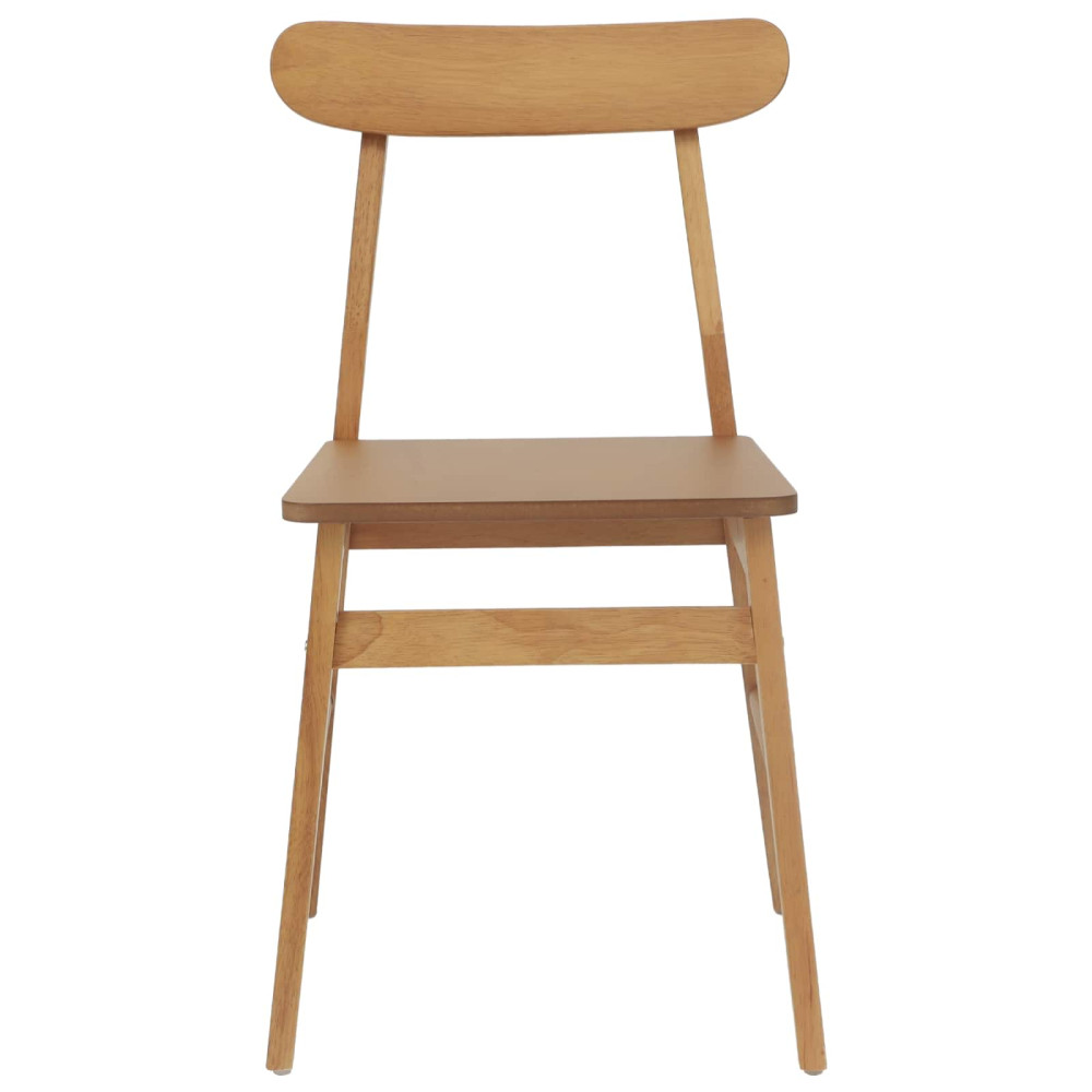 Produktbild för Matstol 2 pcs Naturfärg 43 x 44,5 x 77 cm Massiv Gummiträ