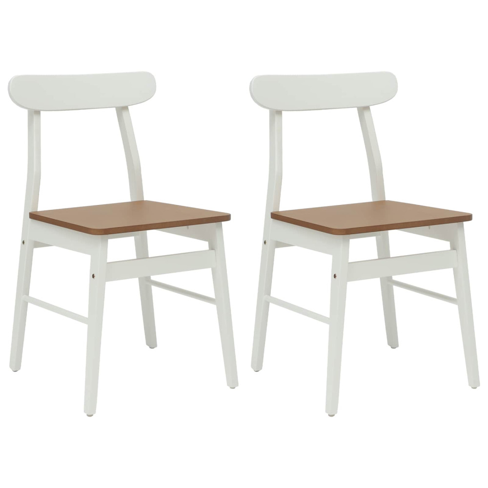 Produktbild för Matstol 2 pcs Vit och Naturlig 43 x 44,5 x 77 cm