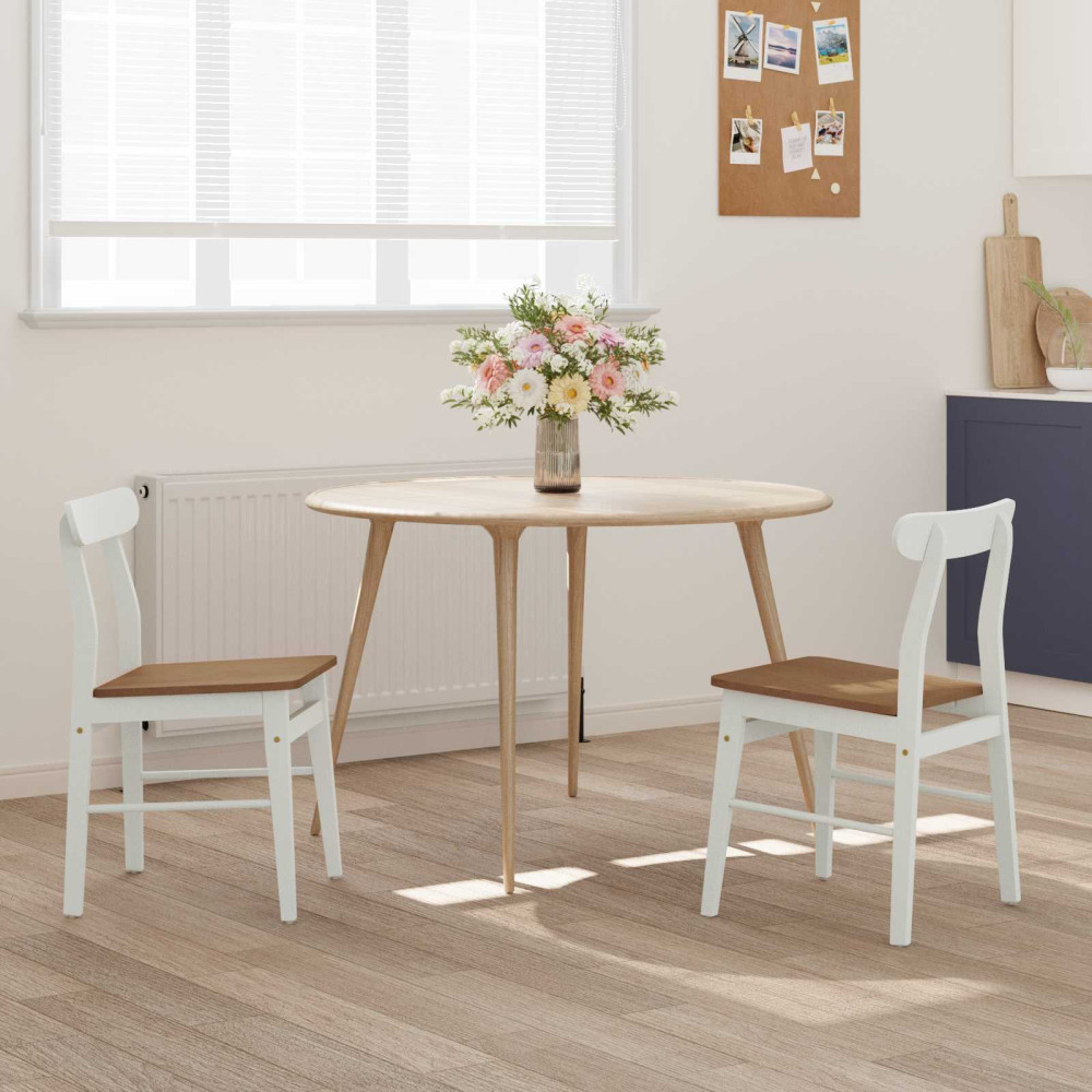 Produktbild för Matstol 2 pcs Vit och Naturlig 43 x 44,5 x 77 cm