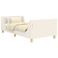 Produktbild för Barnsängram med sänggavel Gräddvit 80 x 200 cm Bouclé