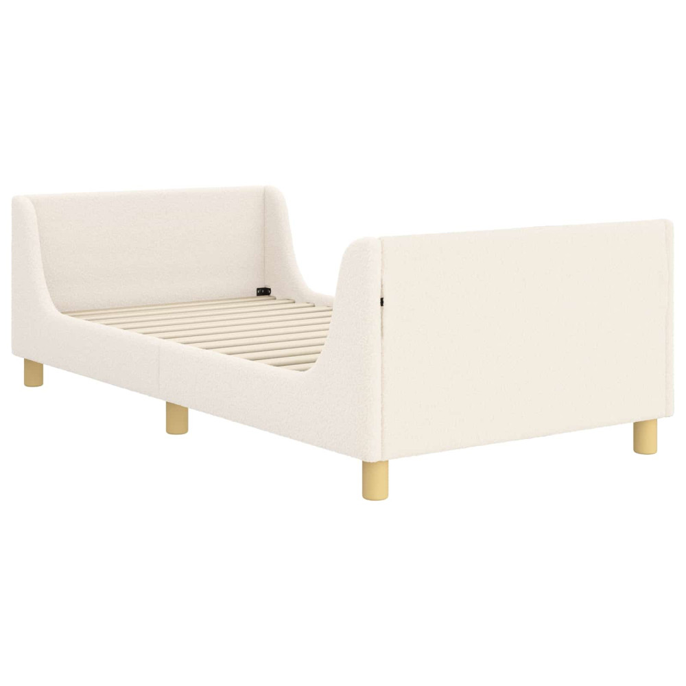 Produktbild för Barnsängram med sänggavel Gräddvit 80 x 200 cm Bouclé