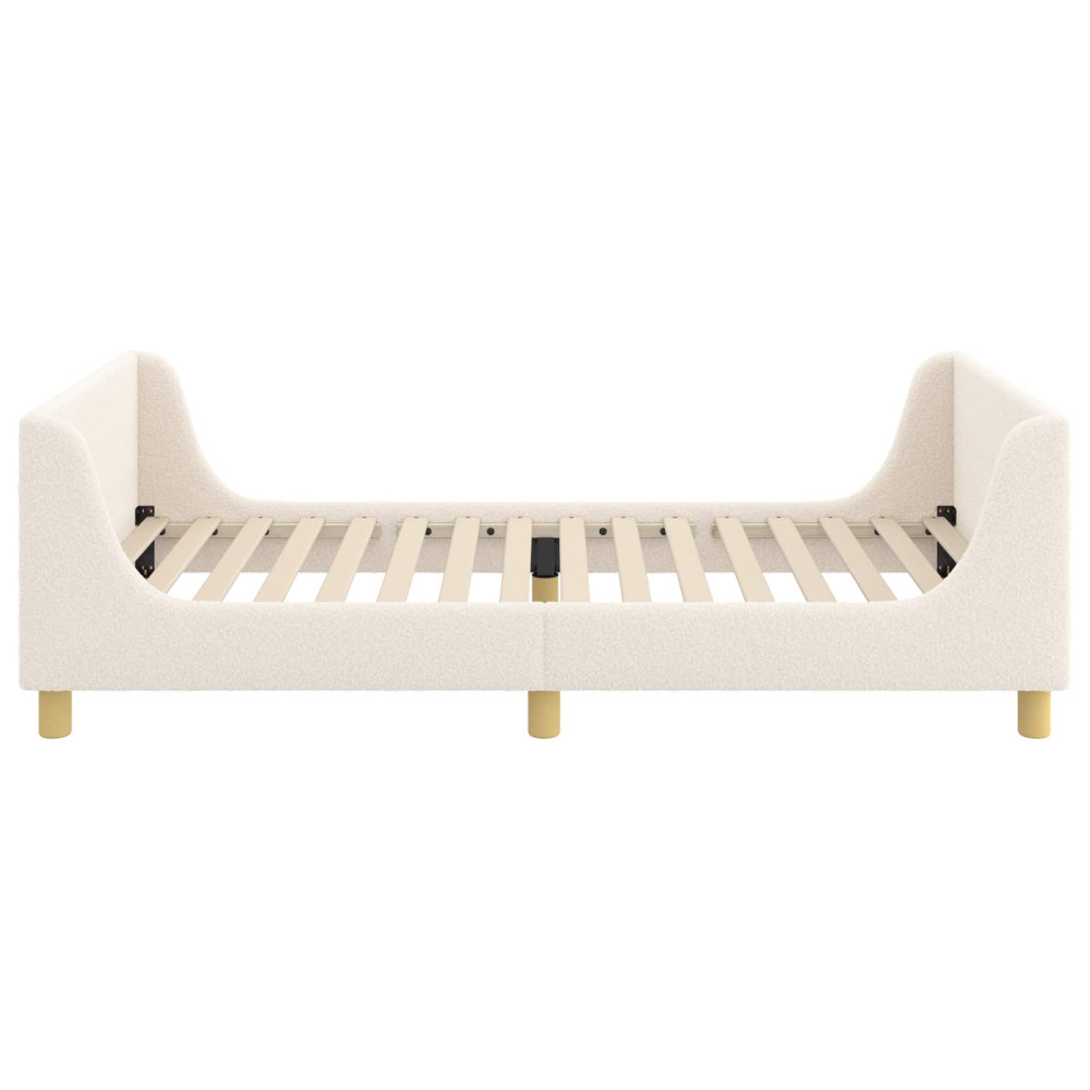 Produktbild för Barnsängram med sänggavel Gräddvit 80 x 200 cm Bouclé