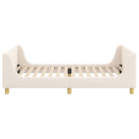 Produktbild för Barnsängram med sänggavel Gräddvit 80 x 200 cm Bouclé