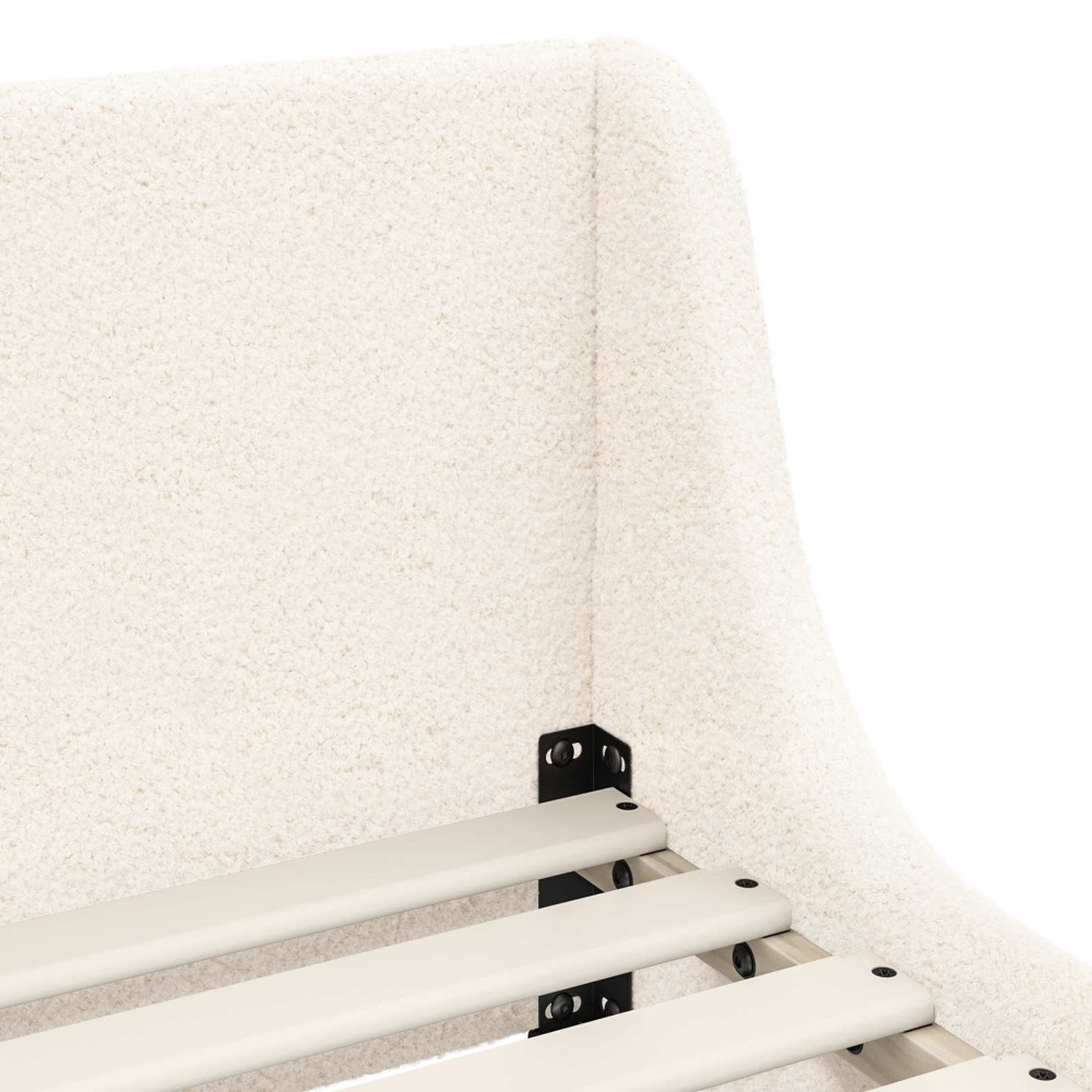 Produktbild för Barnsängram med sänggavel Gräddvit 80 x 200 cm Bouclé