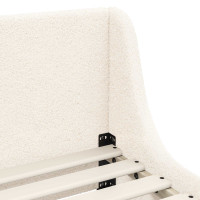 Produktbild för Barnsängram med sänggavel Gräddvit 80 x 200 cm Bouclé