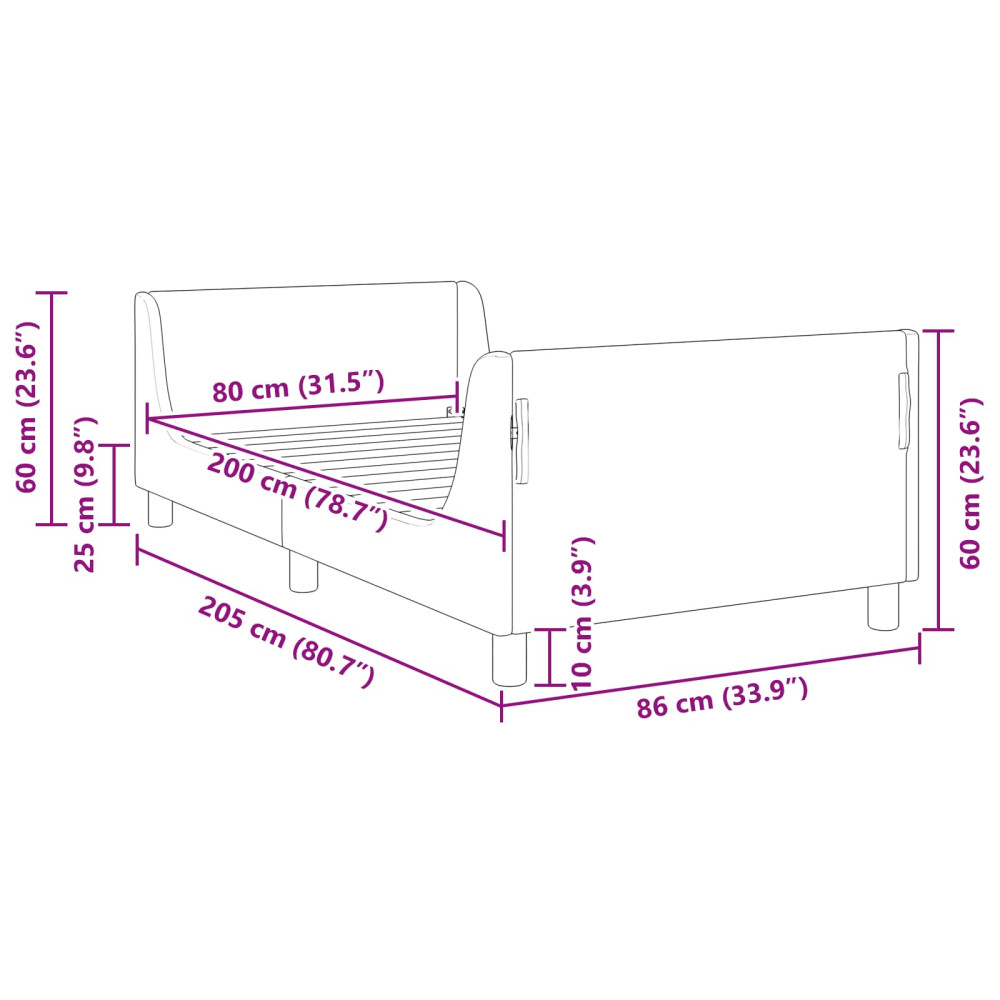Produktbild för Barnsängram med sänggavel Gräddvit 80 x 200 cm Bouclé