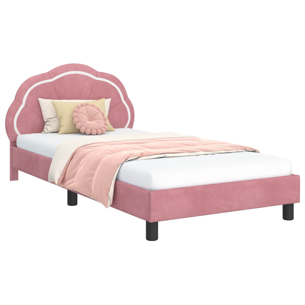 Produktbild för Barnsängram med sänggavel Rosa 80 x 200 cm Sammet