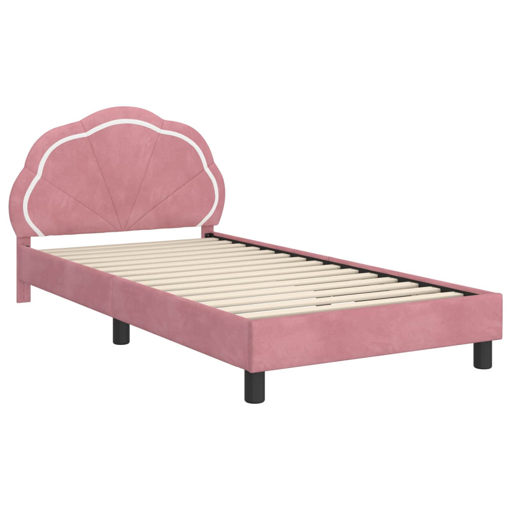 Produktbild för Barnsängram med sänggavel Rosa 80 x 200 cm Sammet
