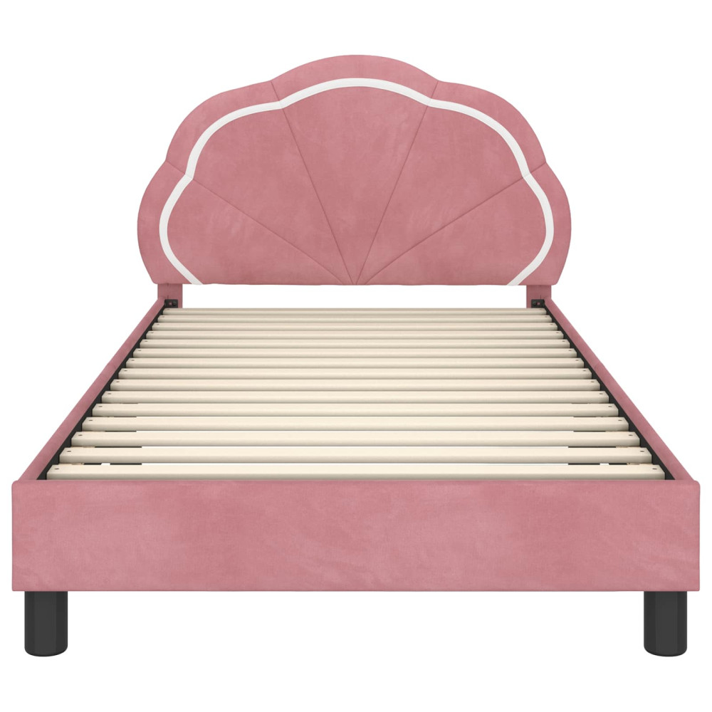 Produktbild för Barnsängram med sänggavel Rosa 80 x 200 cm Sammet