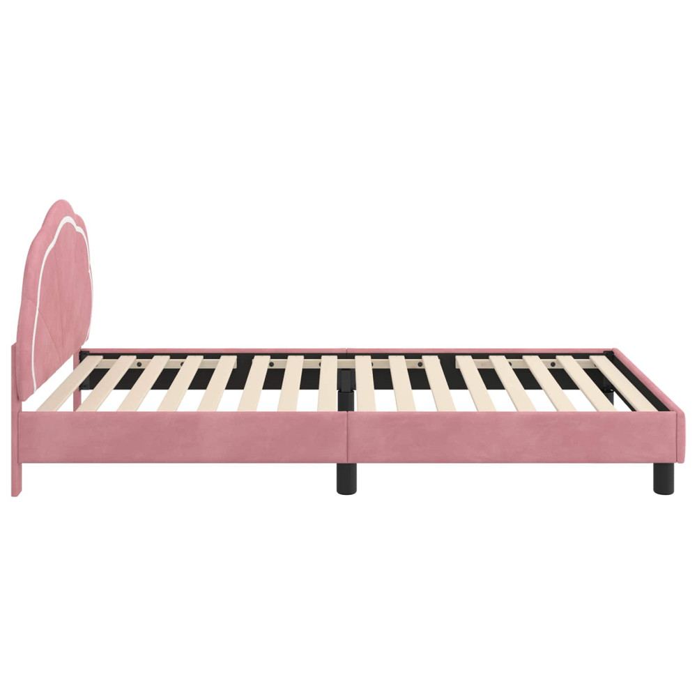 Produktbild för Barnsängram med sänggavel Rosa 80 x 200 cm Sammet