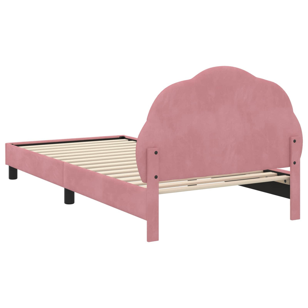 Produktbild för Barnsängram med sänggavel Rosa 80 x 200 cm Sammet