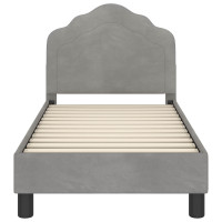 Produktbild för Sängram för småbarn med huvudgavel Ljusgrå 70 x 140 cm Sammet