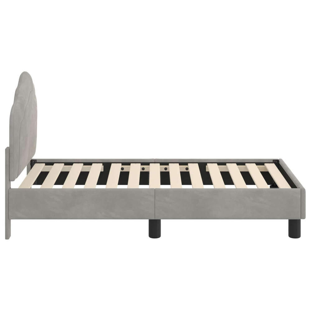 Produktbild för Sängram för småbarn med huvudgavel Ljusgrå 70 x 140 cm Sammet