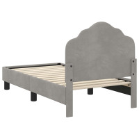 Produktbild för Sängram för småbarn med huvudgavel Ljusgrå 70 x 140 cm Sammet