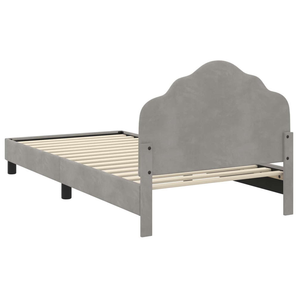 Produktbild för Barnsängram med sänggavel Ljusgrå 80 x 200 cm Sammet
