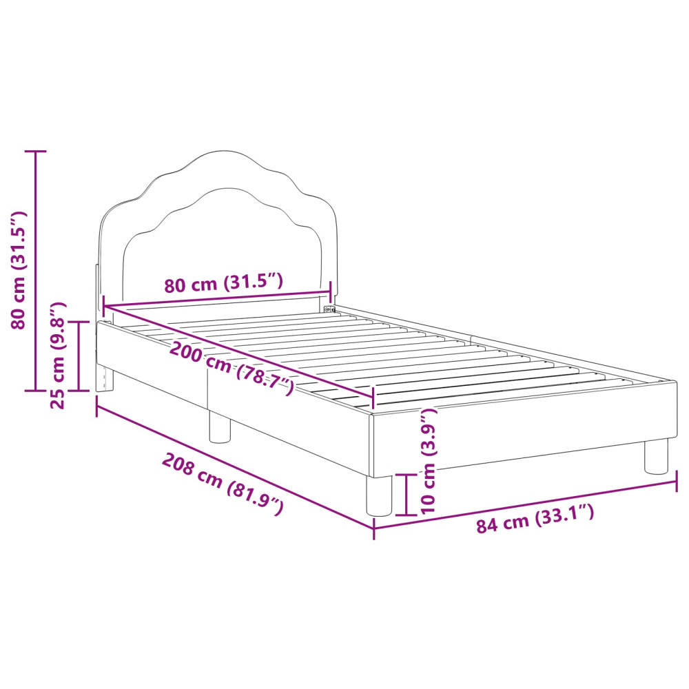 Produktbild för Barnsängram med sänggavel Ljusgrå 80 x 200 cm Sammet