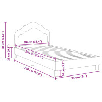 Produktbild för Barnsängram med sänggavel Ljusgrå 90 x 200 cm Sammet