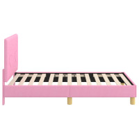 Produktbild för Barnsängram med sänggavel med huvudgavel Rosa 80 x 160 cm tyg