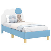 Produktbild för Sängram för småbarn med huvudgavel Blå 70 x 140 cm PU