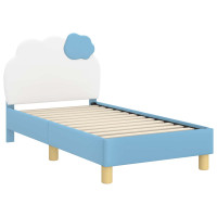 Produktbild för Sängram för småbarn med huvudgavel Blå 70 x 140 cm PU