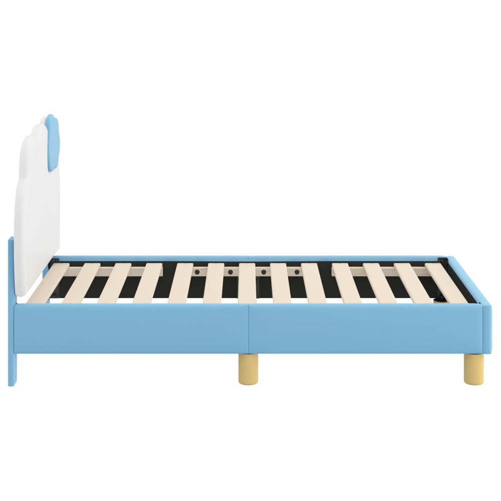 Produktbild för Sängram för småbarn med huvudgavel Blå 70 x 140 cm PU