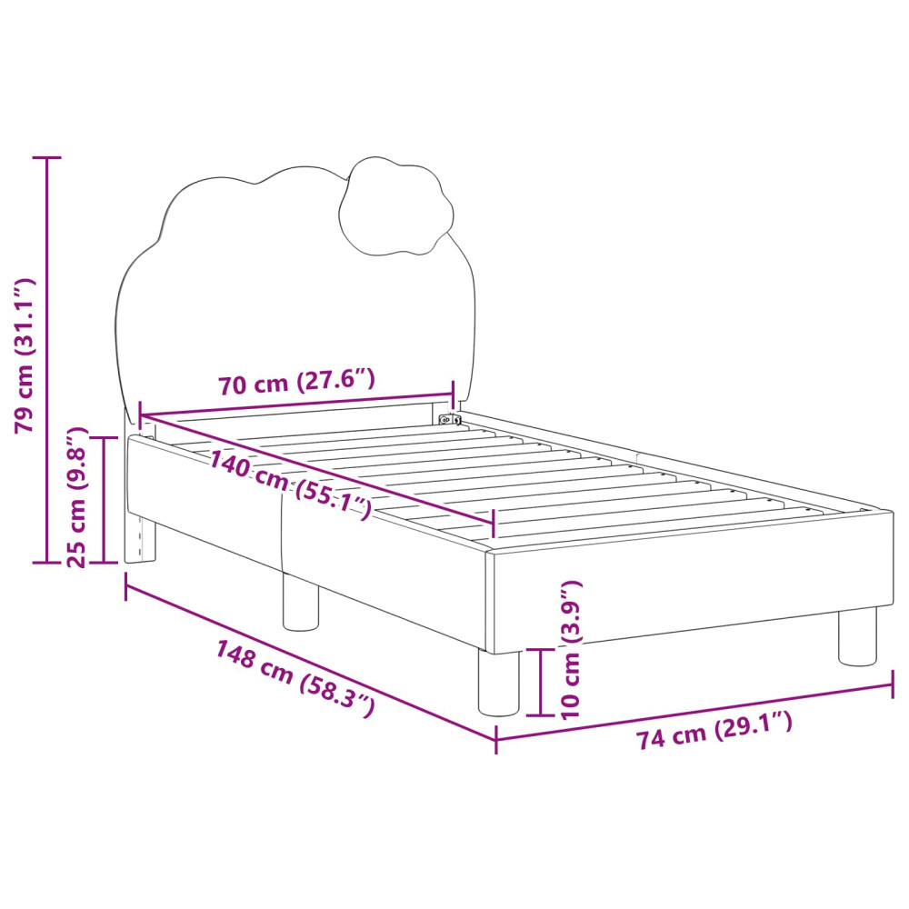 Produktbild för Sängram för småbarn med huvudgavel Blå 70 x 140 cm PU