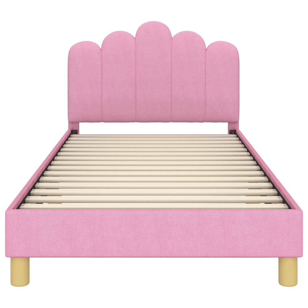 Produktbild för Barnsängram med sänggavel med huvudgavel Rosa 80 x 200 cm Tyg